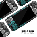 Vivid Teal Floral Waves // Skin Decal Wrap Kit for Nintendo Switch Console & Dock, Joy-Cons, Pro Controller, Lite, 3DS XL, 2DS XL, DSi, or Wii - Vinyl Skin Wrap for Nintendo Switch 2, OLED, Lite, Pro Controller, Wii & Classic Handhelds