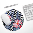 Vivid Tropical Chevron Floral v1// WaterProof Rubber Foam Backed Anti-Slip Mouse Pad for Home Work Office or Gaming Computer Desk