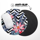 Vivid Tropical Chevron Floral v1// WaterProof Rubber Foam Backed Anti-Slip Mouse Pad for Home Work Office or Gaming Computer Desk
