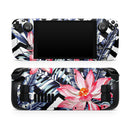 Vivid Tropical Chevron Floral v1 // Full Body Skin Decal Wrap Kit for the Steam Deck handheld gaming computer