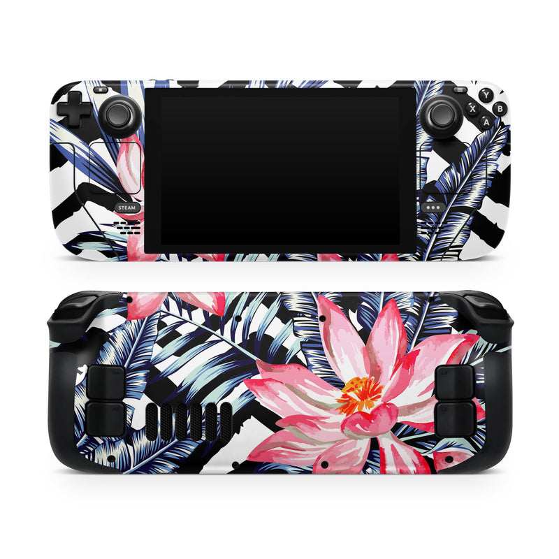 Vivid Tropical Chevron Floral v1 // Full Body Skin Decal Wrap Kit for the Steam Deck handheld gaming computer