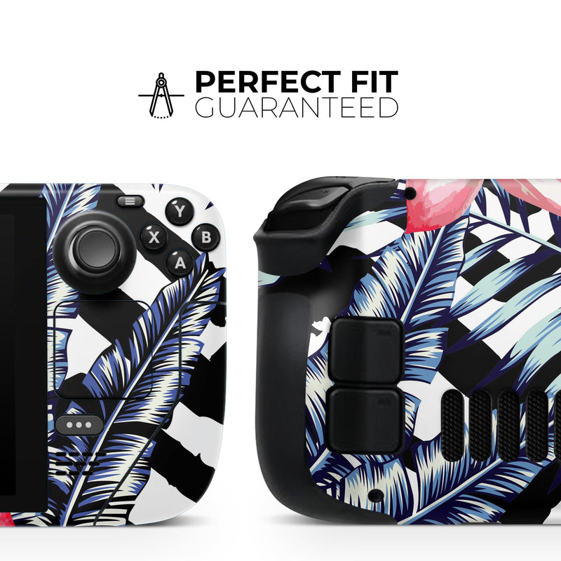 Vivid Tropical Chevron Floral v1 // Full Body Skin Decal Wrap Kit for the Steam Deck handheld gaming computer