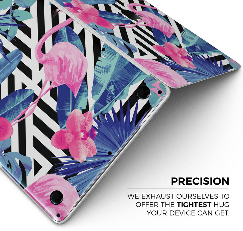 Vivid Tropical Chevron Floral v2 - Skin Decal Wrap Kit Compatible with the Apple MacBook Pro, Pro with Touch Bar or Air (11", 12", 13", 15" & 16" - All Versions Available)