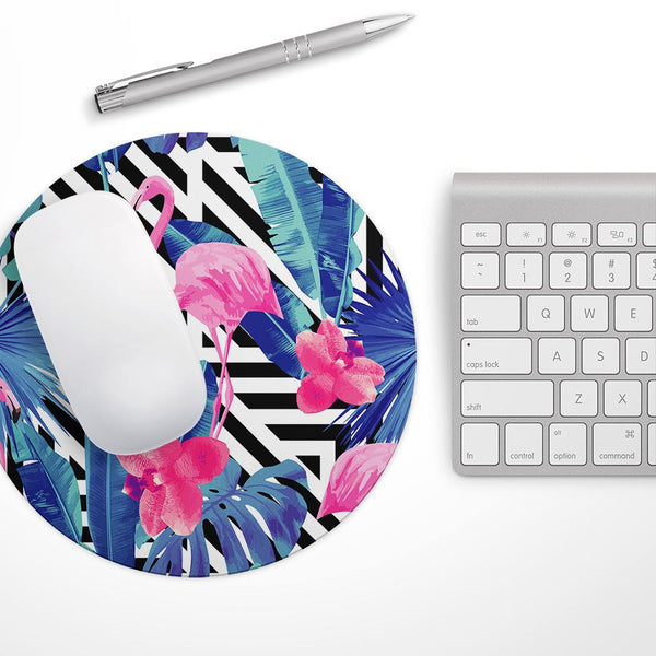 Vivid Tropical Chevron Floral v2// WaterProof Rubber Foam Backed Anti-Slip Mouse Pad for Home Work Office or Gaming Computer Desk