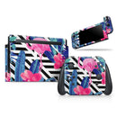 Vivid Tropical Chevron Floral v2 // Skin Decal Wrap Kit for Nintendo Switch Console & Dock, Joy-Cons, Pro Controller, Lite, 3DS XL, 2DS XL, DSi, or Wii - Vinyl Skin Wrap for Nintendo Switch 2, OLED, Lite, Pro Controller, Wii & Classic Handhelds