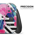 Vivid Tropical Chevron Floral v2 // Skin Decal Wrap Kit for Nintendo Switch Console & Dock, Joy-Cons, Pro Controller, Lite, 3DS XL, 2DS XL, DSi, or Wii - Vinyl Skin Wrap for Nintendo Switch 2, OLED, Lite, Pro Controller, Wii & Classic Handhelds