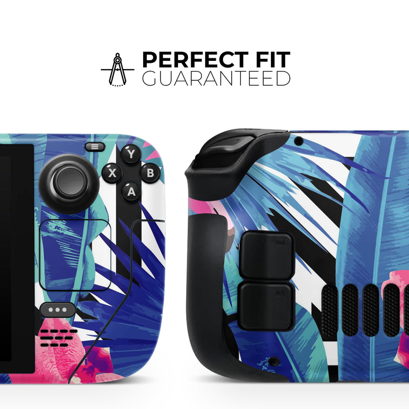 Vivid Tropical Chevron Floral v2 // Full Body Skin Decal Wrap Kit for the Steam Deck handheld gaming computer