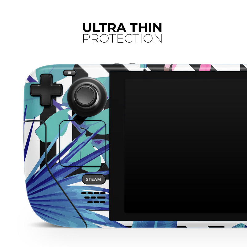 Vivid Tropical Chevron Floral v2 // Full Body Skin Decal Wrap Kit for the Steam Deck handheld gaming computer