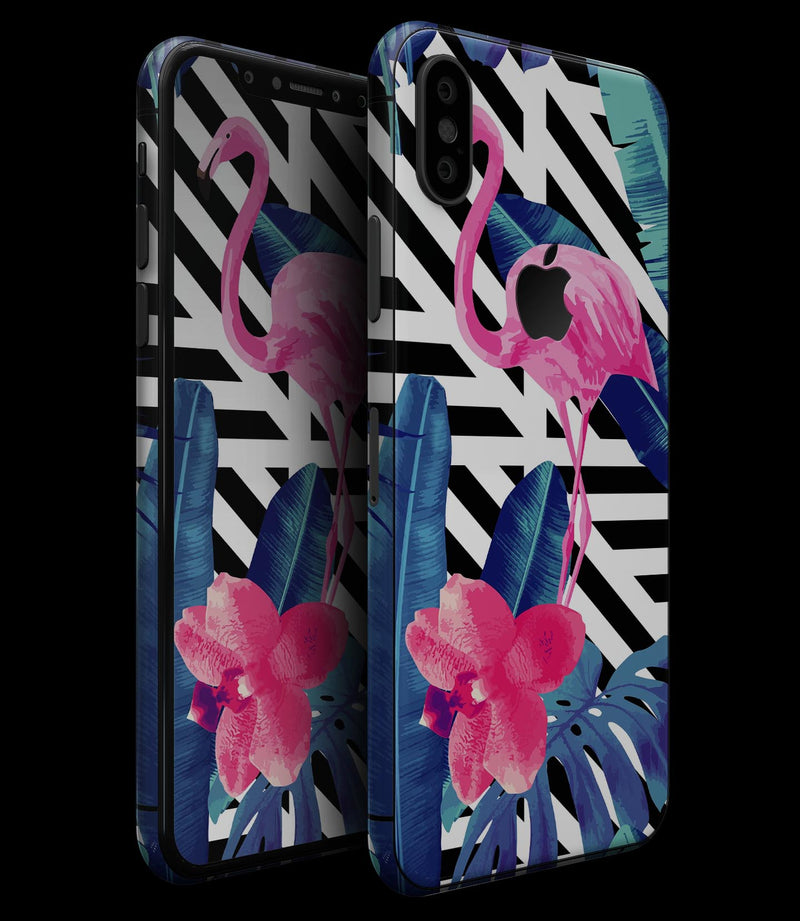 Vivid Tropical Chevron Floral v2 - iPhone XS MAX, XS/X, 8/8+, 7/7+, 5/5S/SE Skin-Kit (All iPhones Available)