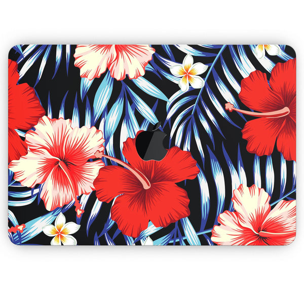 Vivid Tropical Red Floral v1 - Skin Decal Wrap Kit Compatible with the Apple MacBook Pro, Pro with Touch Bar or Air (11", 12", 13", 15" & 16" - All Versions Available)