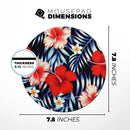 Vivid Tropical Red Floral v1// WaterProof Rubber Foam Backed Anti-Slip Mouse Pad for Home Work Office or Gaming Computer Desk