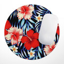 Vivid Tropical Red Floral v1// WaterProof Rubber Foam Backed Anti-Slip Mouse Pad for Home Work Office or Gaming Computer Desk