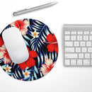 Vivid Tropical Red Floral v1// WaterProof Rubber Foam Backed Anti-Slip Mouse Pad for Home Work Office or Gaming Computer Desk