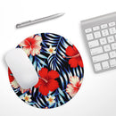 Vivid Tropical Red Floral v1// WaterProof Rubber Foam Backed Anti-Slip Mouse Pad for Home Work Office or Gaming Computer Desk