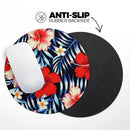 Vivid Tropical Red Floral v1// WaterProof Rubber Foam Backed Anti-Slip Mouse Pad for Home Work Office or Gaming Computer Desk