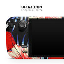 Vivid Tropical Red Floral v1 // Full Body Skin Decal Wrap Kit for the Steam Deck handheld gaming computer
