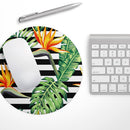 Vivid Tropical Stripe Floral v1// WaterProof Rubber Foam Backed Anti-Slip Mouse Pad for Home Work Office or Gaming Computer Desk