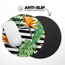 Vivid Tropical Stripe Floral v1// WaterProof Rubber Foam Backed Anti-Slip Mouse Pad for Home Work Office or Gaming Computer Desk