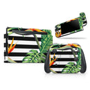 Vivid Tropical Stripe Floral v1 // Skin Decal Wrap Kit for Nintendo Switch Console & Dock, Joy-Cons, Pro Controller, Lite, 3DS XL, 2DS XL, DSi, or Wii - Vinyl Skin Wrap for Nintendo Switch 2, OLED, Lite, Pro Controller, Wii & Classic Handhelds