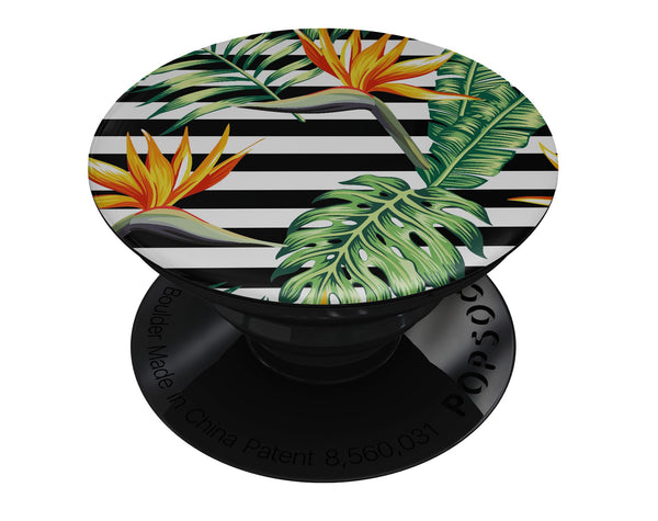 Vivid Tropical Stripe Floral v1 - Skin Kit for PopSockets and other Smartphone Extendable Grips & Stands