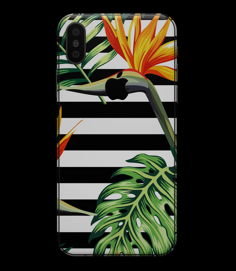 Vivid Tropical Stripe Floral v1 - iPhone XS MAX, XS/X, 8/8+, 7/7+, 5/5S/SE Skin-Kit (All iPhones Available)