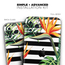 Vivid Tropical Stripe Floral v1 - Protective Skin Wrap & Decal – Compatible with iPhone SE to iPhone 17 Pro Max (All Models)