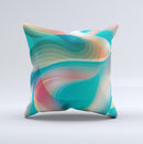 Vivid Turquoise 3D Wave Pattern ink-Fuzed Decorative Throw Pillow