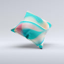 Vivid Turquoise 3D Wave Pattern ink-Fuzed Decorative Throw Pillow
