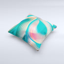Vivid Turquoise 3D Wave Pattern ink-Fuzed Decorative Throw Pillow