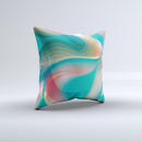 Vivid Turquoise 3D Wave Pattern ink-Fuzed Decorative Throw Pillow