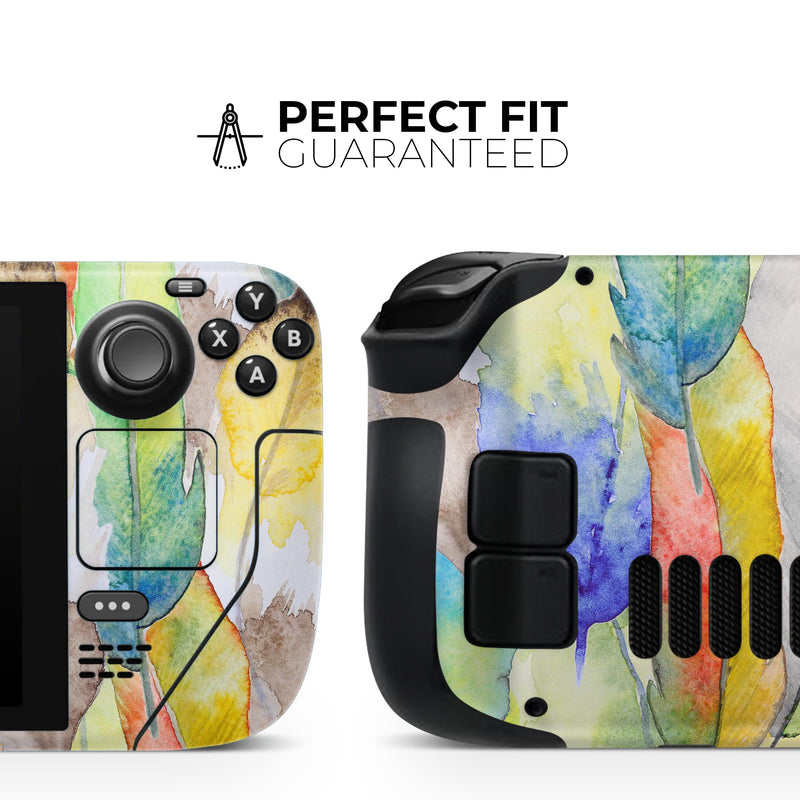 Vivid Watercolor Feather Overlay // Full Body Skin Decal Wrap Kit for the Steam Deck handheld gaming computer