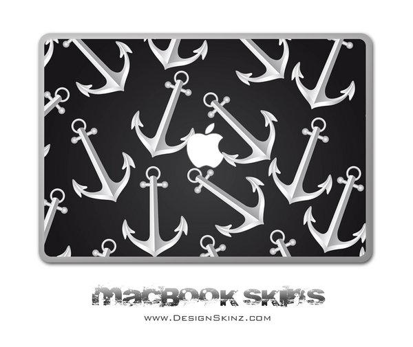 Black & White Anchor MacBook Skin