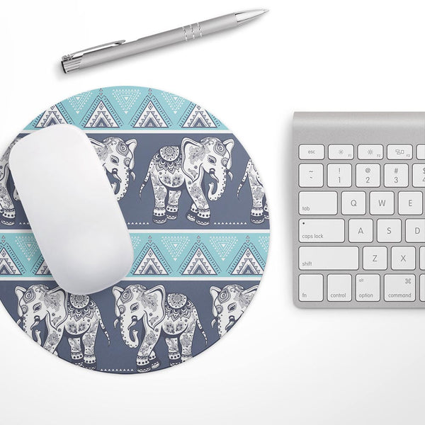 Walking Sacred Elephant Pattern// WaterProof Rubber Foam Backed Anti-Slip Mouse Pad for Home Work Office or Gaming Computer Desk