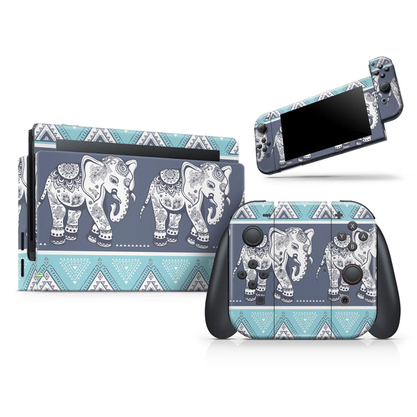 Walking Sacred Elephant Pattern // Skin Decal Wrap Kit for Nintendo Switch Console & Dock, Joy-Cons, Pro Controller, Lite, 3DS XL, 2DS XL, DSi, or Wii