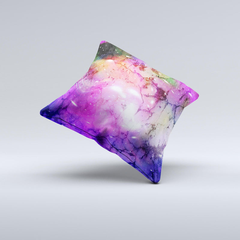Warped Neon Color-Splosion Ink-Fuzed Decorative Throw Pillow