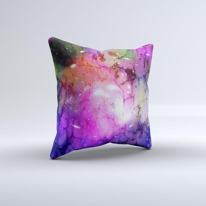 Warped Neon Color-Splosion Ink-Fuzed Decorative Throw Pillow