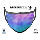 Washed Dyed Absorbed Watercolor Texture - Made in USA Mouth Cover Unisex Anti-Dust Cotton Blend Reusable & Washable Face Mask with Adjustable Sizing for Adult or Child