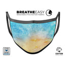 Washed Ocean 42 Absorbed Watercolor Texture - Made in USA Mouth Cover Unisex Anti-Dust Cotton Blend Reusable & Washable Face Mask with Adjustable Sizing for Adult or Child
