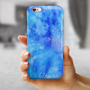 Washed Ocean Blue 402 Absorbed Watercolor Texture iPhone 6/6s or 6/6s Plus 2-Piece Hybrid INK-Fuzed Case
