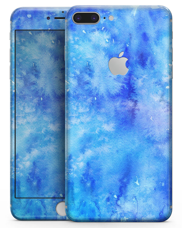 Washed Ocean Blue 402 Absorbed Watercolor Texture - Skin-kit for the iPhone 8 or 8 Plus