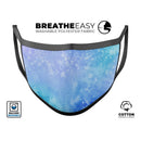 Washed Ocean Blue 42 Absorbed Watercolor Texture - Made in USA Mouth Cover Unisex Anti-Dust Cotton Blend Reusable & Washable Face Mask with Adjustable Sizing for Adult or Child
