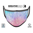 Washed Pink 4 Absorbed Watercolor Texture - Made in USA Mouth Cover Unisex Anti-Dust Cotton Blend Reusable & Washable Face Mask with Adjustable Sizing for Adult or Child