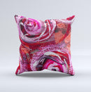 Watercolor Bright Pink Floral Ink-Fuzed Decorative Throw Pillow