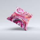 Watercolor Bright Pink Floral Ink-Fuzed Decorative Throw Pillow
