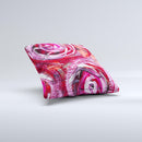 Watercolor Bright Pink Floral Ink-Fuzed Decorative Throw Pillow