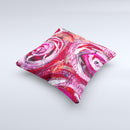 Watercolor Bright Pink Floral Ink-Fuzed Decorative Throw Pillow