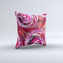 Watercolor Bright Pink Floral Ink-Fuzed Decorative Throw Pillow