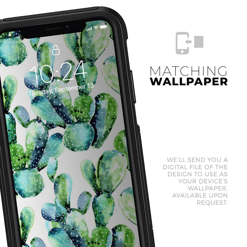 Watercolor Cactus Bloom V1 - Skin Kit for the iPhone OtterBox Cases