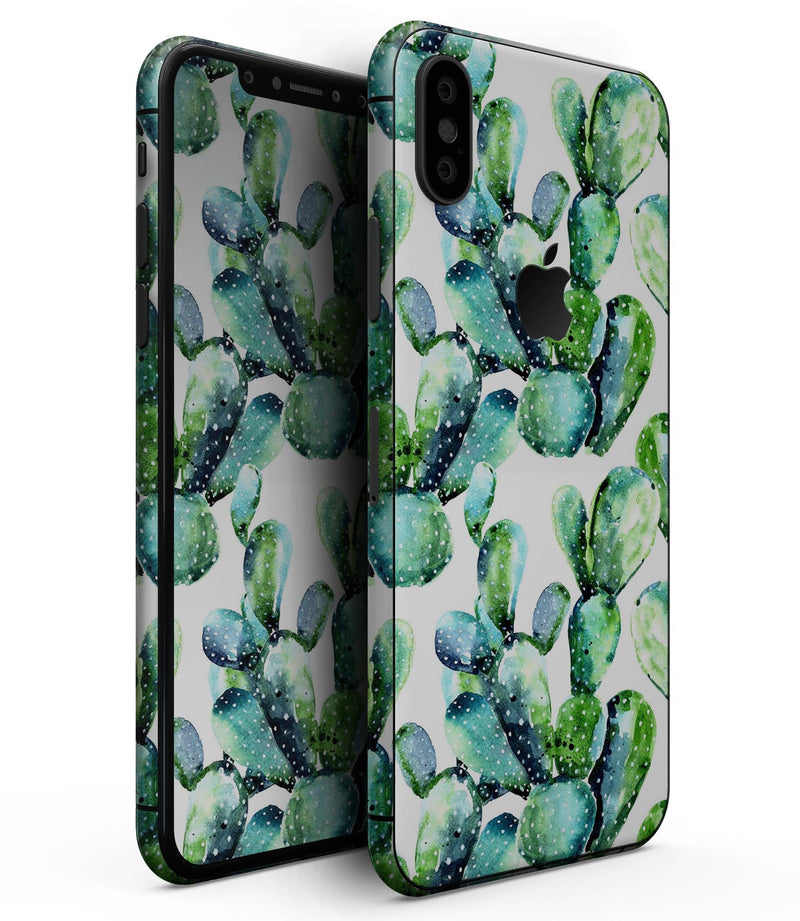 Watercolor Cactus Bloom V1 - iPhone XS MAX, XS/X, 8/8+, 7/7+, 5/5S/SE Skin-Kit (All iPhones Available)