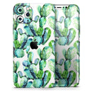 Watercolor Cactus Bloom V1 - Vinyl Skin Wrap for iPhone 17 Pro Max, 17 Pro, 17 Air, 17, 16 & All Models — Soft Matte or Ultra Gloss